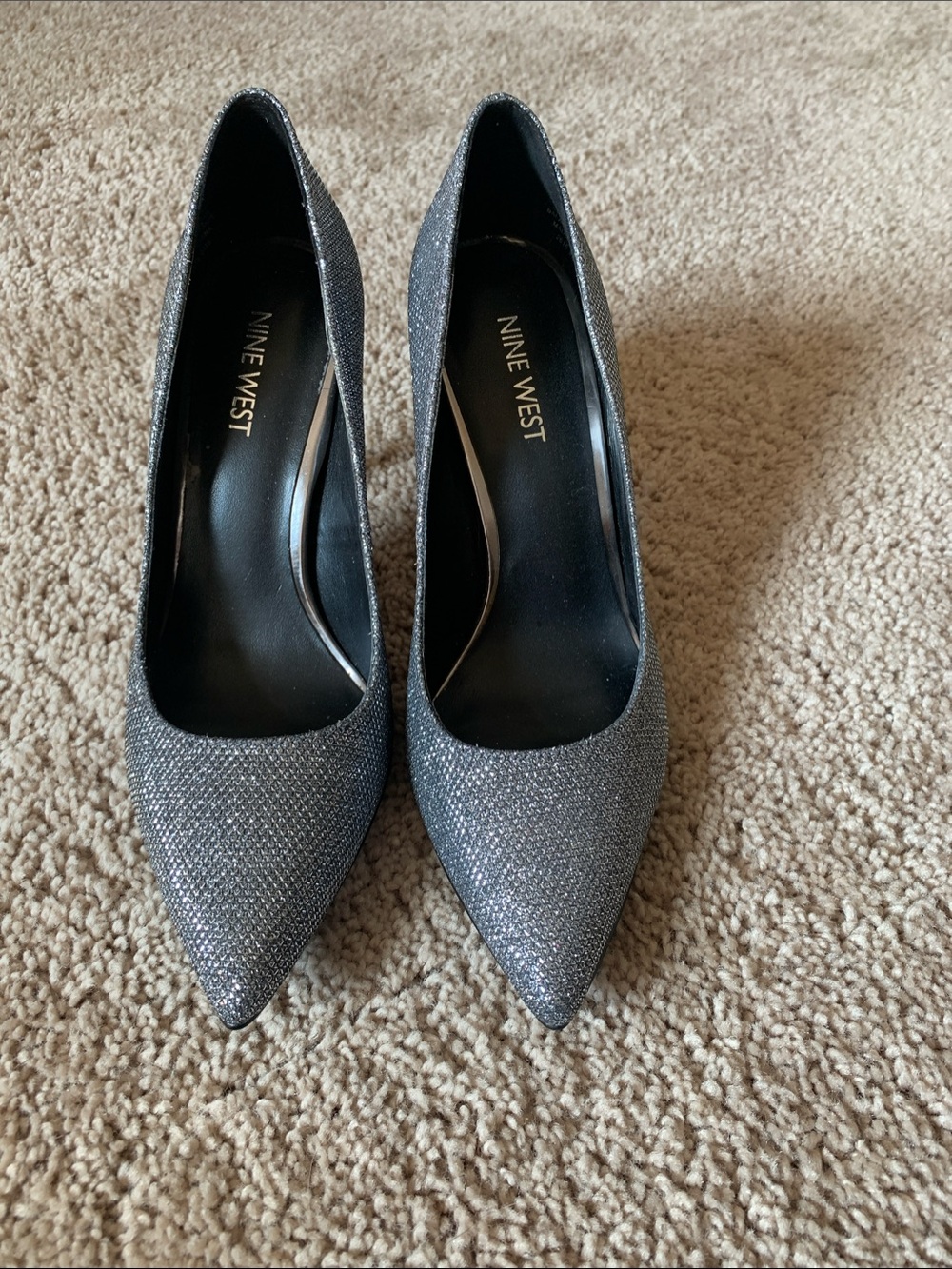 Nine West Sparkle Gray Pointed-Toe Heels